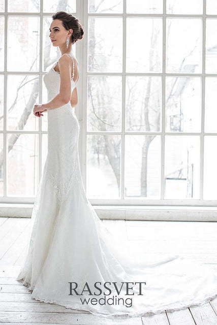 Свадебное платье Ариэль. Силуэт Рыбка, Прямое. Цвет Белый / Молочный. Вид 5