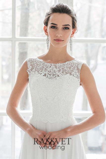 Свадебное платье Бриджет. Силуэт А-силуэт. Цвет Белый / Молочный. Вид 3