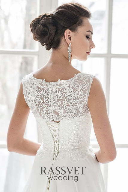 Свадебное платье Бриджет. Силуэт А-силуэт. Цвет Белый / Молочный. Вид 4