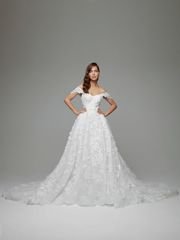 Свадебное платье Florina. Силуэт Пышное, А-силуэт. Цвет Айвори / Капучино. Вид 1