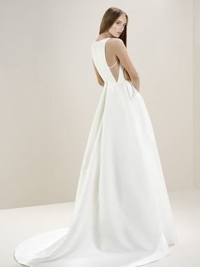 Свадебное платье 8005. Силуэт А-силуэт. Цвет Айвори / Капучино. Вид 2