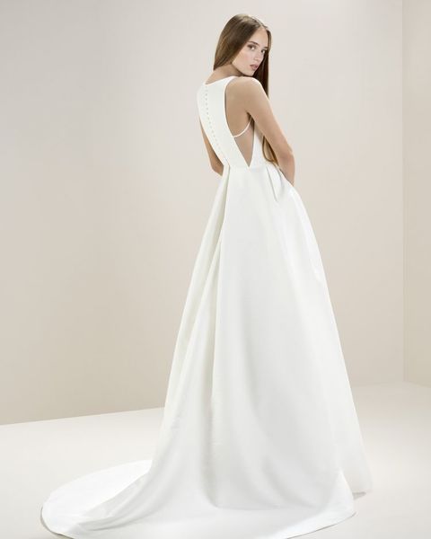 Свадебное платье 8005. Силуэт А-силуэт. Цвет Айвори / Капучино. Вид 2