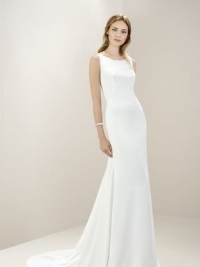 Свадебное платье 8052. Силуэт Прямое, Рыбка. Цвет Айвори / Капучино. Вид 1
