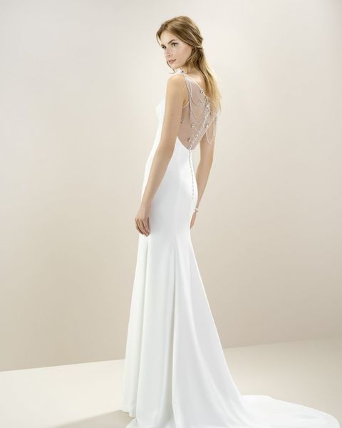 Свадебное платье 8052. Силуэт Рыбка, Прямое. Цвет Айвори / Капучино. Вид 2