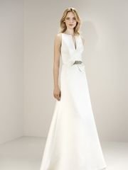 Свадебное платье 8053. Силуэт А-силуэт. Цвет Айвори / Капучино. Вид 1