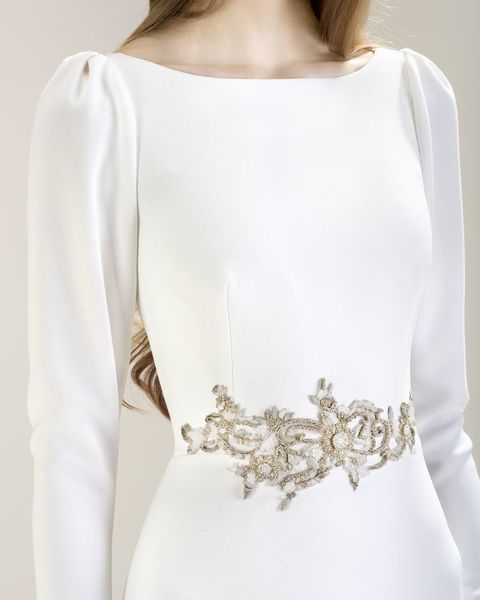 Свадебное платье 7034. Силуэт Прямое. Цвет Айвори / Капучино. Вид 3