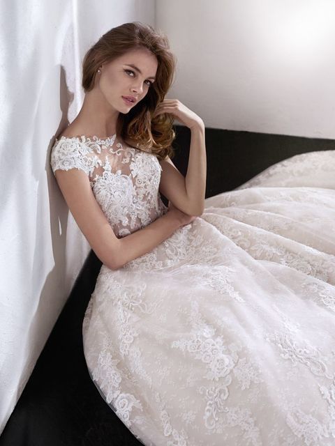 Свадебное платье Loida. Силуэт А-силуэт. Цвет Айвори / Капучино. Вид 3