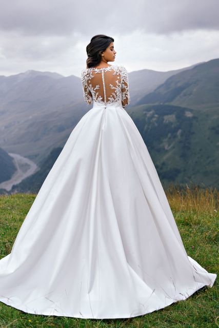 Свадебное платье 9081. Силуэт Пышное, А-силуэт. Цвет Айвори / Капучино. Вид 2