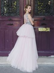 Свадебное платье Одри. Силуэт А-силуэт. Цвет Пепельный / Металлик, оттенки Розового. Вид 2