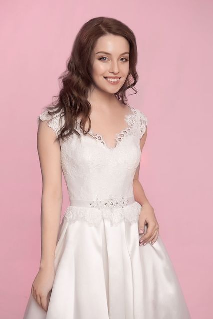 Свадебное платье Sirma. Силуэт А-силуэт. Цвет Айвори / Капучино. Вид 3