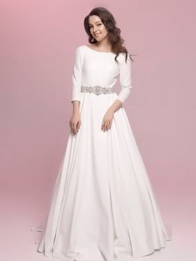 Свадебное платье Mary. Силуэт А-силуэт. Цвет Айвори / Капучино. Вид 1