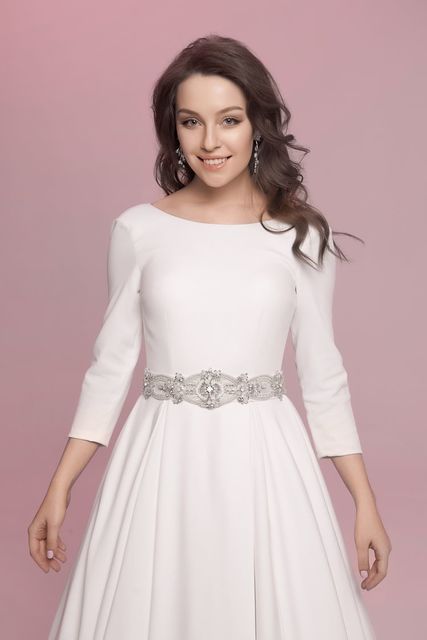 Свадебное платье Mary. Силуэт А-силуэт. Цвет Айвори / Капучино. Вид 3