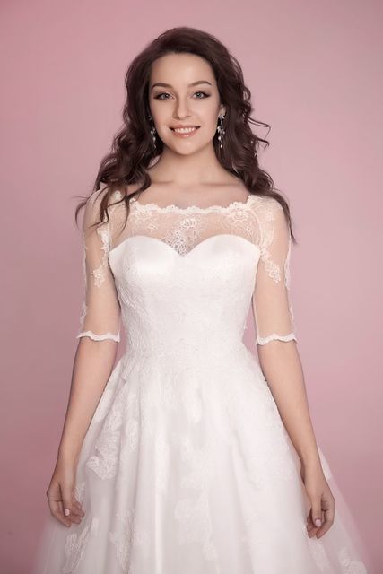 Свадебное платье Isida. Силуэт А-силуэт. Цвет Айвори / Капучино. Вид 3