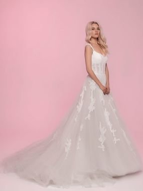 Свадебное платье Gemma. Силуэт А-силуэт. Цвет Айвори / Капучино. Вид 1