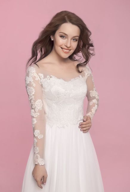 Свадебное платье Bercury. Силуэт А-силуэт. Цвет Айвори / Капучино. Вид 3