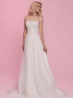 Свадебное платье Atria. Силуэт А-силуэт. Цвет Айвори / Капучино. Вид 1