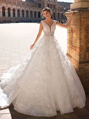 Свадебное платье 8164. Силуэт А-силуэт. Цвет Айвори / Капучино. Вид 1