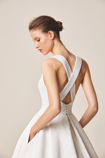 Свадебное платье 966. Силуэт А-силуэт. Цвет Айвори / Капучино. Вид 3