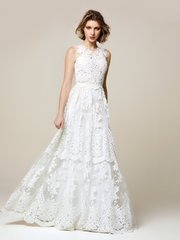 Свадебное платье 919. Силуэт А-силуэт. Цвет Айвори / Капучино. Вид 1