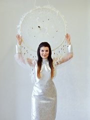 Свадебное платье из парчи и сетки. Силуэт Прямое. Цвет Пепельный / Металлик. Вид 1