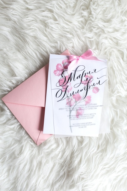 Прямоугольные / Квадратные Свадебное приглашение Душистый горошек от Студия дизайна и каллиграфии To Be Dream 2