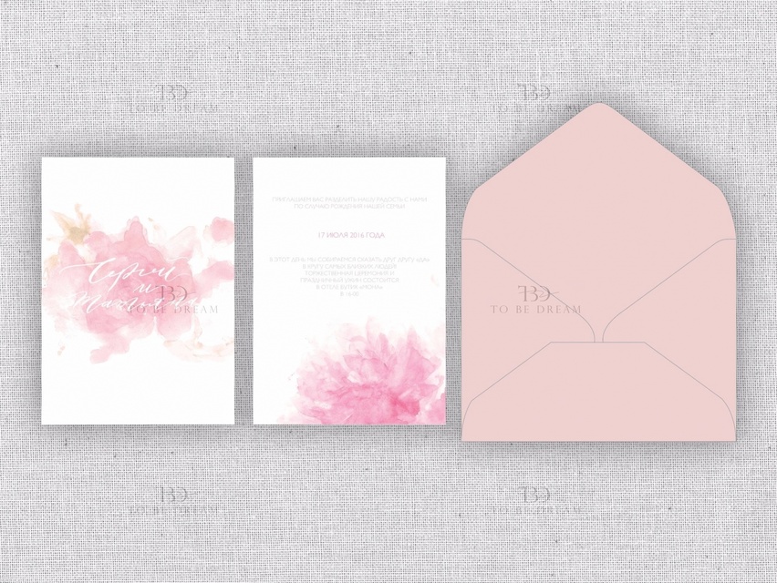 Прямоугольные / Квадратные Свадебное пригласительное Розовые оттенки от Студия дизайна и каллиграфии To Be Dream 3
