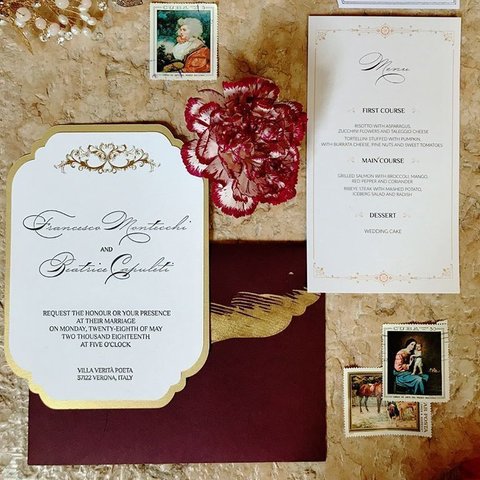 Круглые / Овальные Свадебное пригласительное Ромео и Джульетта от Студия дизайна и каллиграфии To Be Dream 3