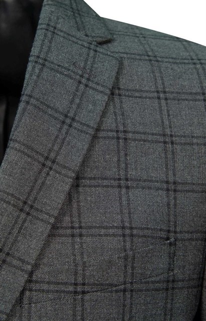 Однобортный, Тройка Свадебный серый костюм в клетку CAVALLINI от Прокат мужских костюмов BLACKTUX 2