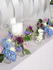 Президиум / Стол молодоженов, Сладкий / Фуршетный стол, Столы и стулья гостей / Банкет, Фотосессия в Шебби шик, Весенняя / Летняя от Букет Маркет 2