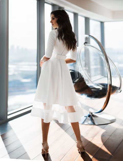 Свадебное платье Алекса. Силуэт А-силуэт. Цвет Белый / Молочный. Вид 2