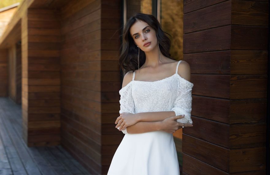 Свадебное платье Вилма. Силуэт А-силуэт. Цвет Белый / Молочный. Вид 3