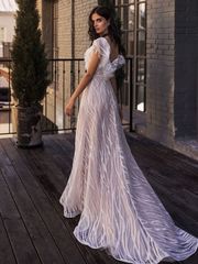 Свадебное платье Винченса. Силуэт А-силуэт. Цвет Айвори / Капучино. Вид 2