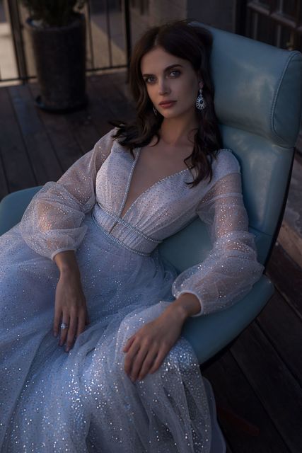 Свадебное платье Гвинет. Силуэт А-силуэт. Цвет Белый / Молочный. Вид 3