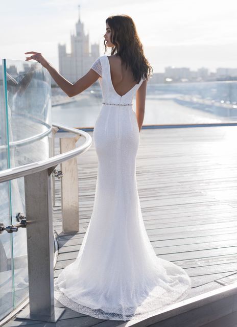 Свадебное платье Дайна. Силуэт А-силуэт. Цвет Белый / Молочный. Вид 2