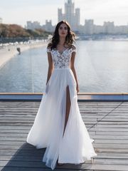 Свадебное платье Джина. Силуэт А-силуэт, Греческий. Цвет Белый / Молочный. Вид 1