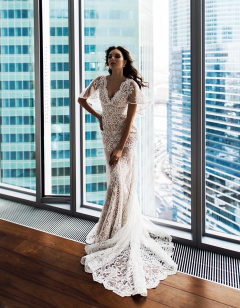 Свадебное платье Диар. Силуэт Рыбка. Цвет Айвори / Капучино. Вид 3