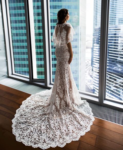 Свадебное платье Диар. Силуэт Рыбка. Цвет Айвори / Капучино. Вид 2