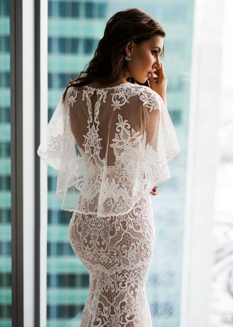 Свадебное платье Диар. Силуэт Рыбка. Цвет Айвори / Капучино. Вид 4