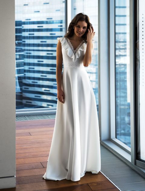 Свадебное платье Жюли. Силуэт А-силуэт. Цвет Белый / Молочный. Вид 1