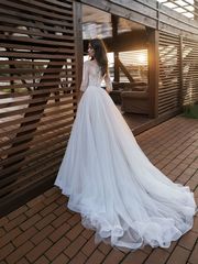 Свадебное платье Кидни. Силуэт А-силуэт. Цвет Айвори / Капучино. Вид 2