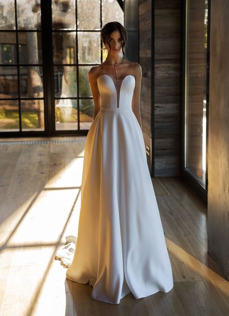 Свадебное платье Клео. Силуэт А-силуэт. Цвет Белый / Молочный. Вид 3