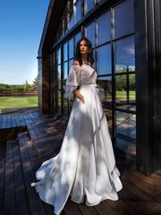 Свадебное платье Мардж. Силуэт А-силуэт. Цвет Белый / Молочный. Вид 1