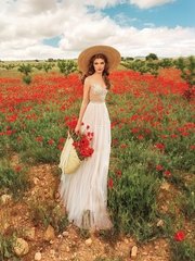 Свадебное платье Djuls. Силуэт А-силуэт. Цвет Айвори / Капучино. Вид 1