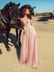 Свадебное платье Alessandra. Силуэт А-силуэт. Цвет Белый / Молочный, оттенки Розового. Вид 1