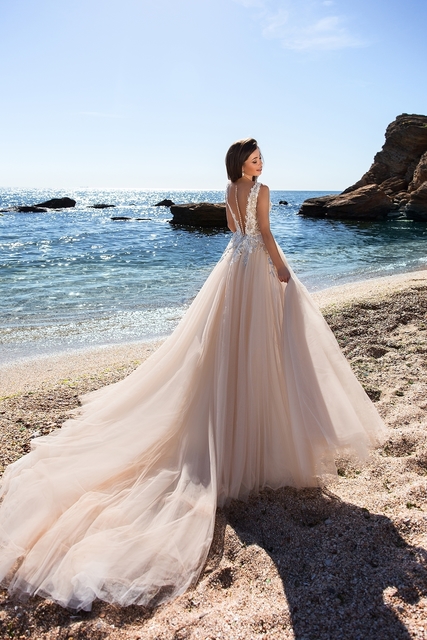 Свадебное платье Cocles Braun. Силуэт А-силуэт. Цвет Айвори / Капучино. Вид 2