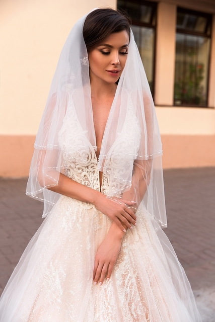 Свадебное платье Lambis Crocata . Силуэт А-силуэт. Цвет Белый / Молочный. Вид 3