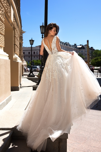 Свадебное платье Clamys Shell. Силуэт А-силуэт. Цвет Белый / Молочный. Вид 2