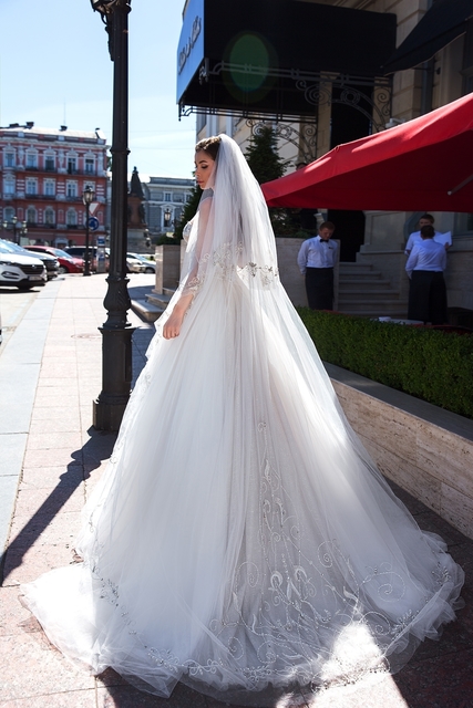 Свадебное платье Haliotis Ovina. Силуэт А-силуэт. Цвет Белый / Молочный. Вид 4
