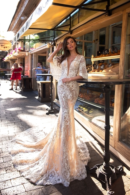 Свадебное платье Strombus Giga. Силуэт Рыбка. Цвет Айвори / Капучино. Вид 4