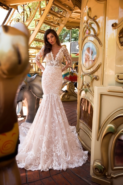 Свадебное платье Vasum Turbinellus. Силуэт Рыбка. Цвет Белый / Молочный. Вид 4